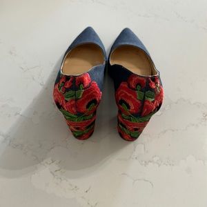 Sassy chambray and floral embroidered shoes-Jessica Simpson